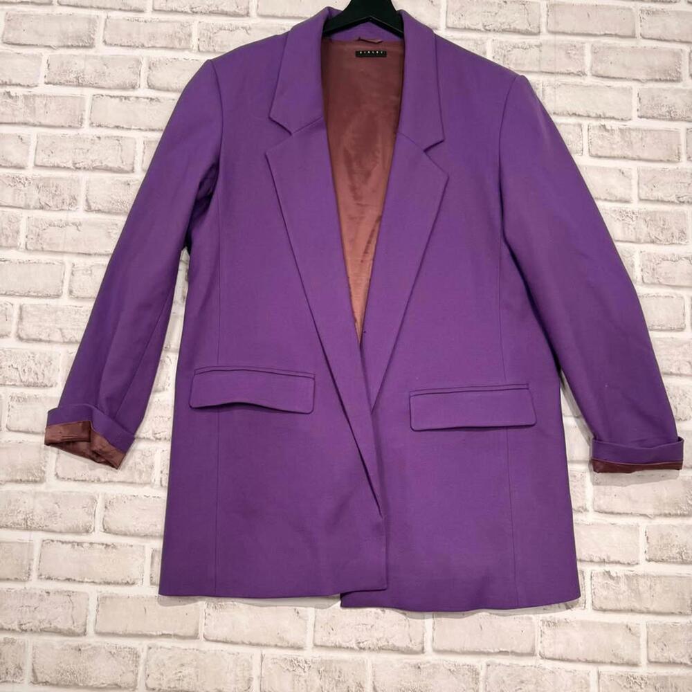 Sisley Oversized Purple Blazer Women's Size 8 Monochrome Benetton